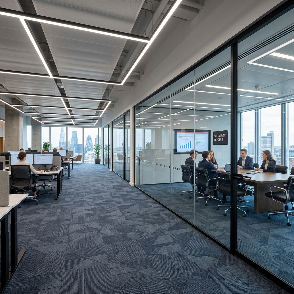 Executive commercial office with clean pattern carpets