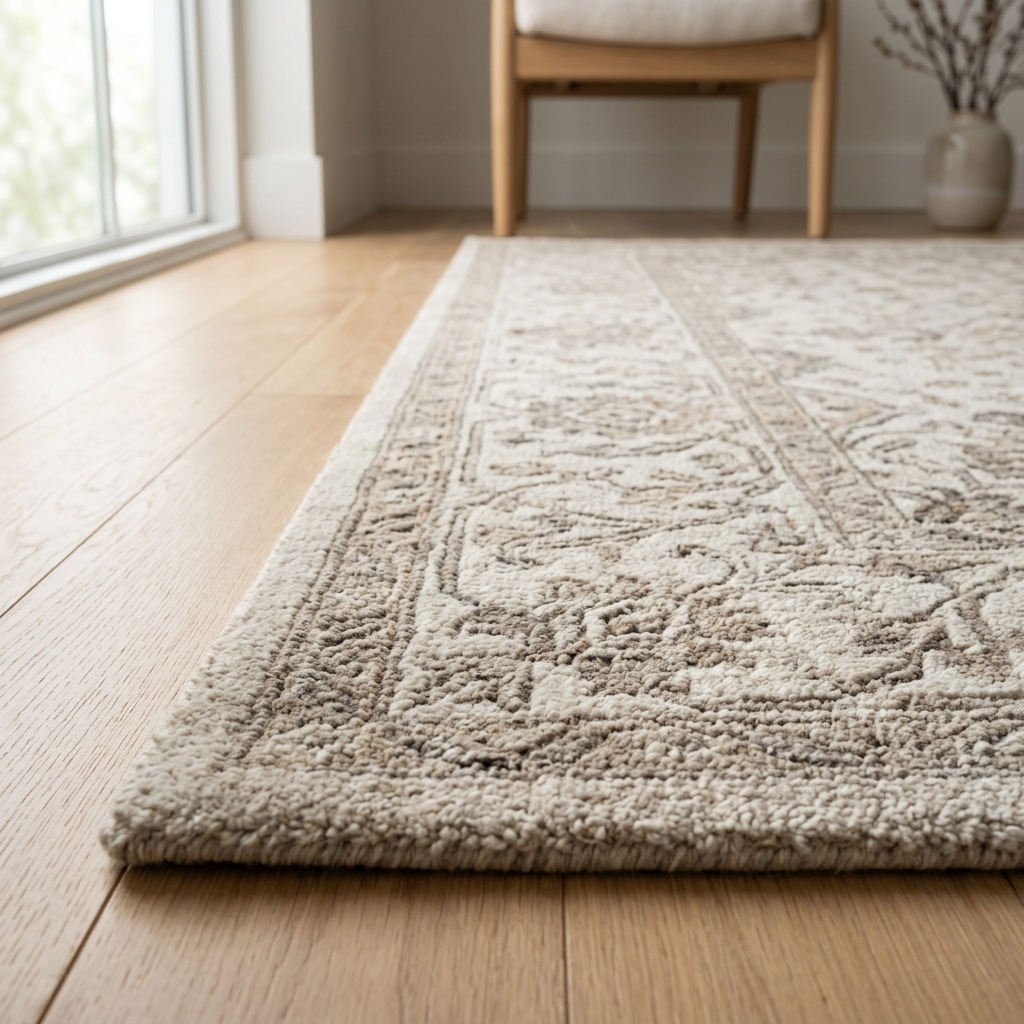 Delicate luxury wool rug with intricate patterns